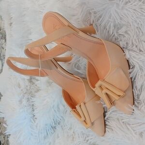Venita Aspen for Gianni Bini Peach Leather Heeled Slingback Pumps Size 7.5